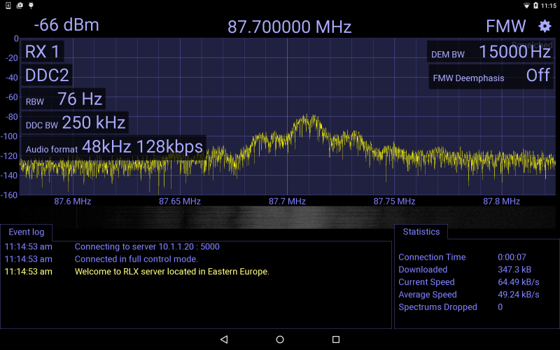 RLX-800 Android Client - User Interface